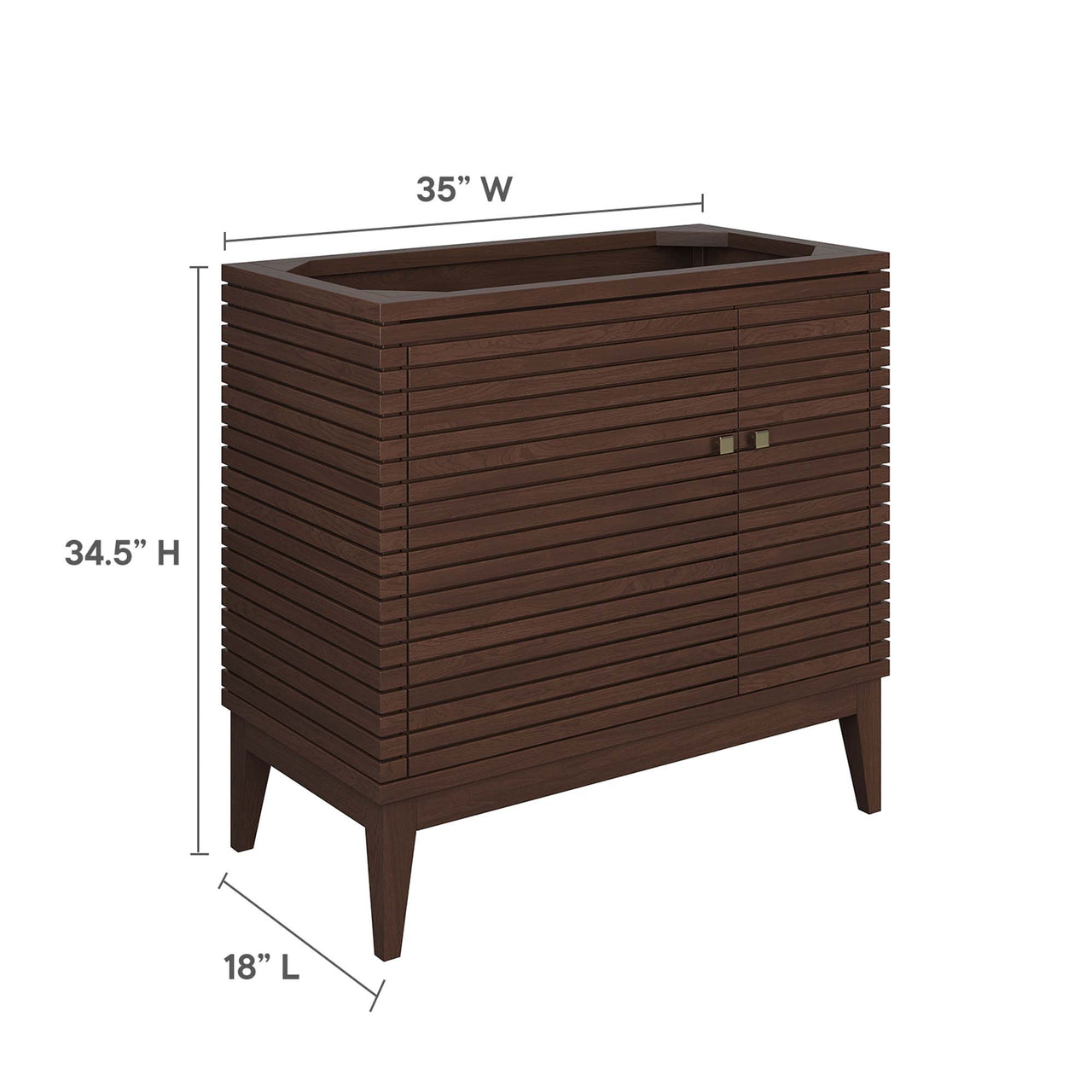 Ridge Vanity Base with Storage, Large, Walnut