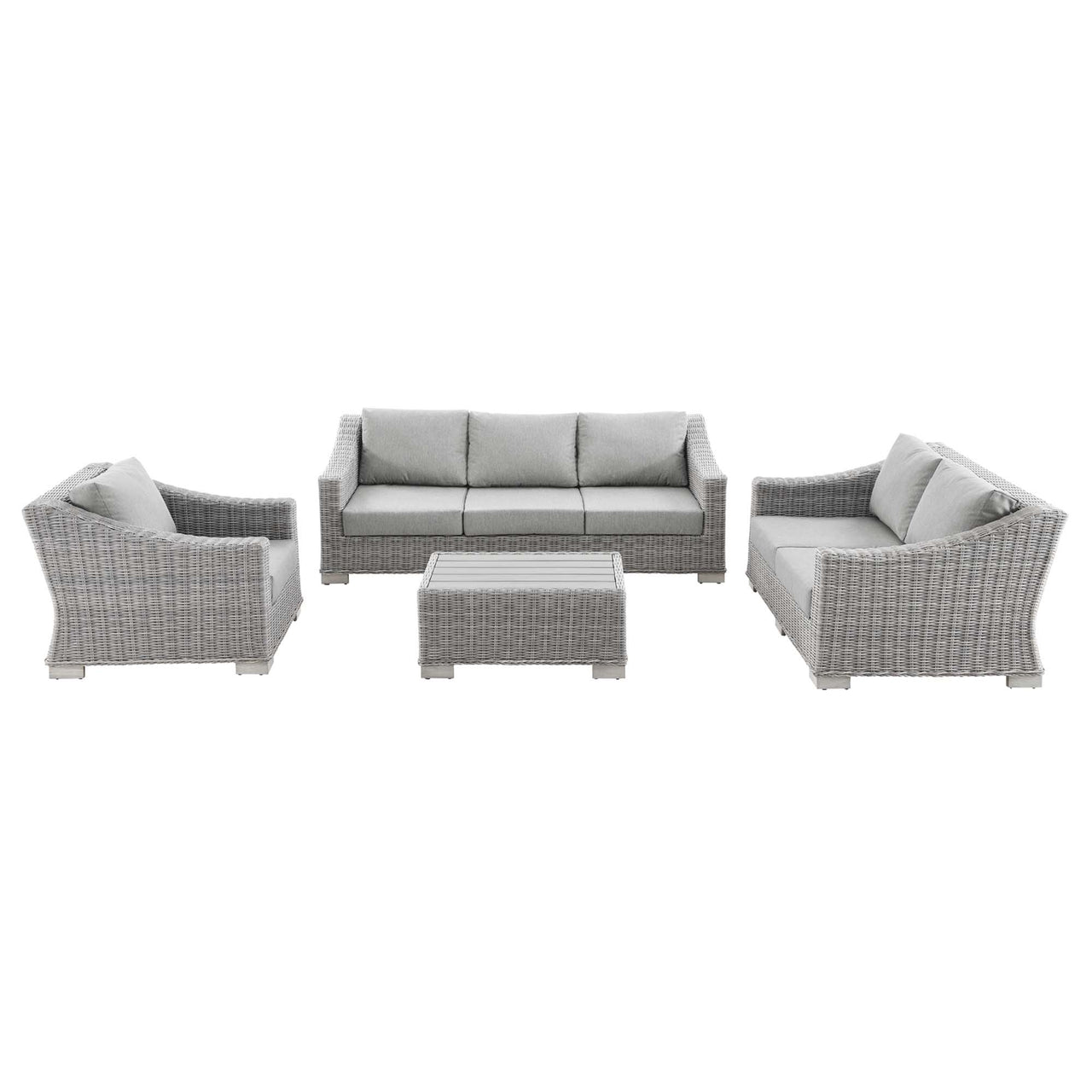 Corvara 4-Piece Alfresco Woven Furniture Set, Light Gray & Gray