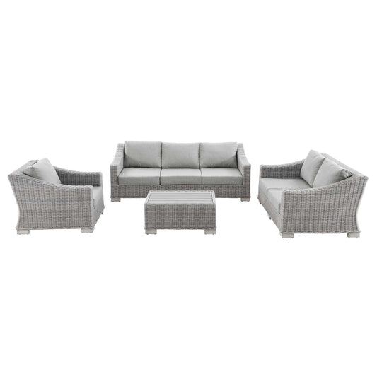 Corvara 4-Piece Alfresco Woven Furniture Set, Light Gray & Gray