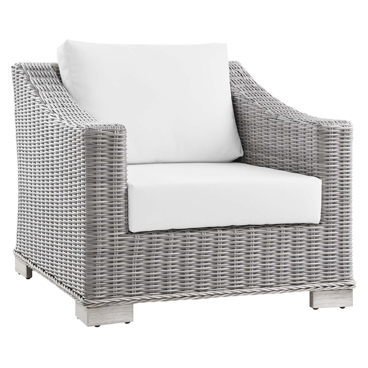 Corvara 4-Piece Alfresco Woven Furniture Set, Light Gray & White
