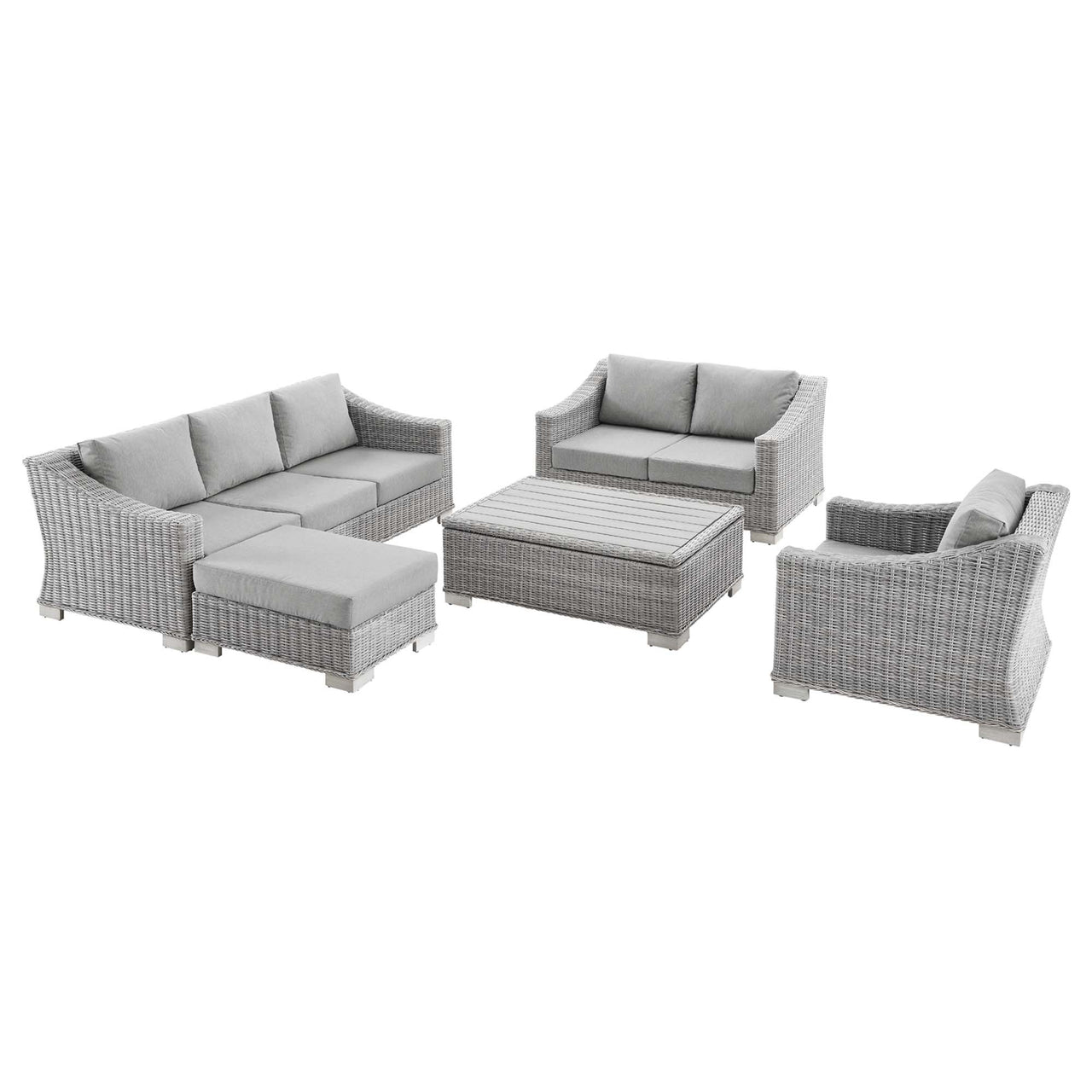 Corvara 5-Piece Alfresco Woven Furniture Set, Light Gray & Gray