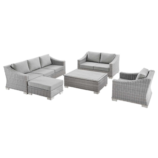 Corvara 5-Piece Alfresco Woven Furniture Set, Light Gray & Gray