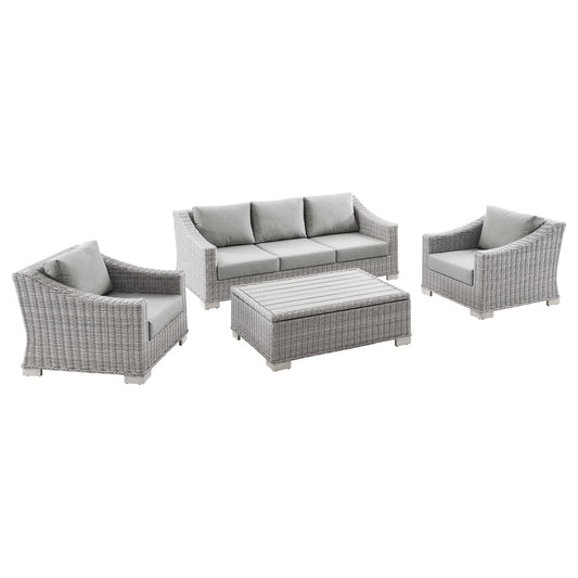 Corvara 4-Piece Alfresco Woven Furniture Set, Light Gray & Gray