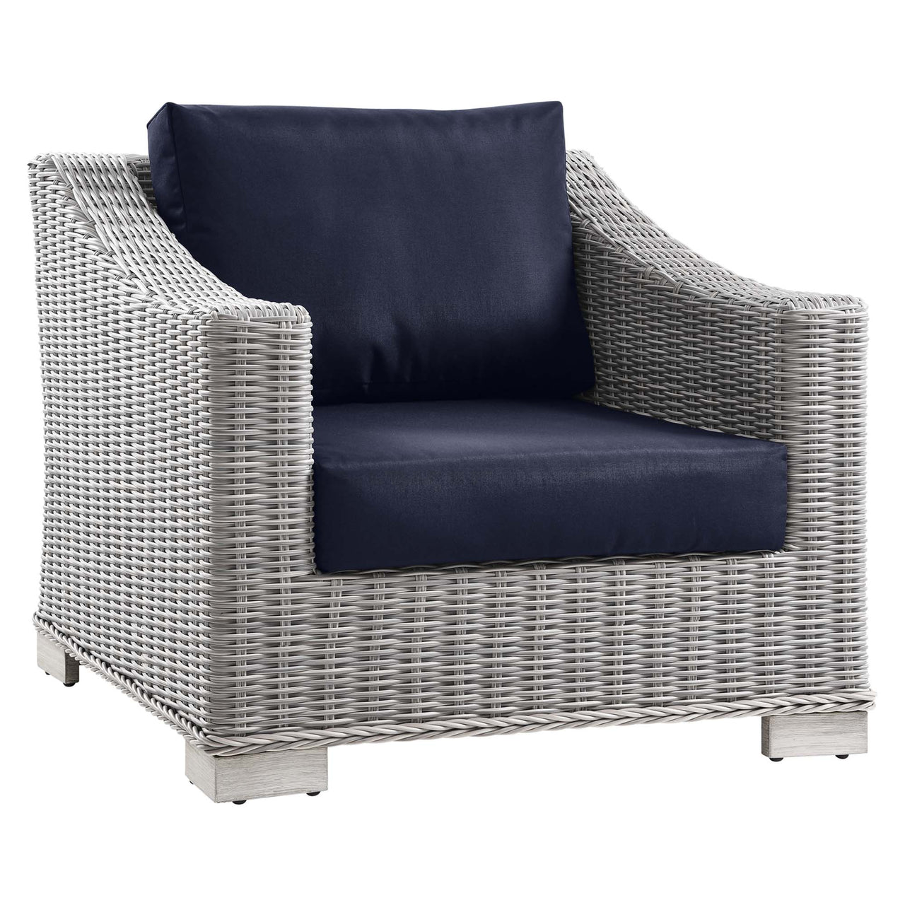 Corvara 4-Piece Alfresco Woven Furniture Set, Light Gray & Navy