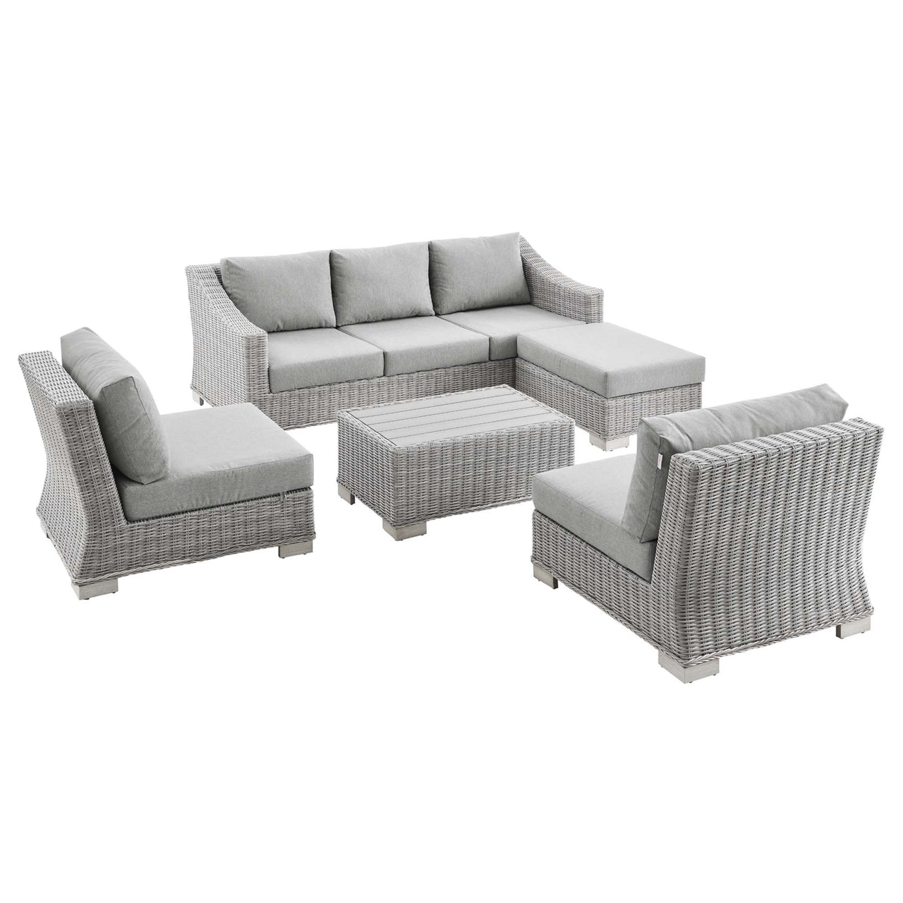 Corvara 5-Piece Alfresco Woven Furniture Set, Light Gray & Gray