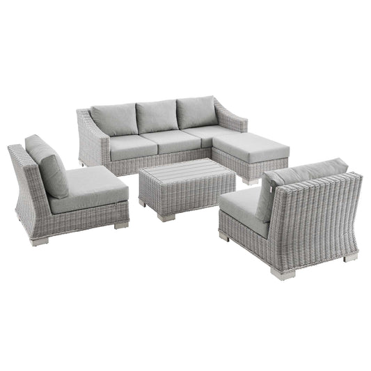 Corvara 5-Piece Alfresco Woven Furniture Set, Light Gray & Gray