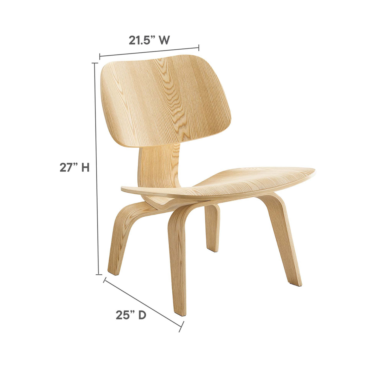 Mushroom Lounge Chair, Natural Wood