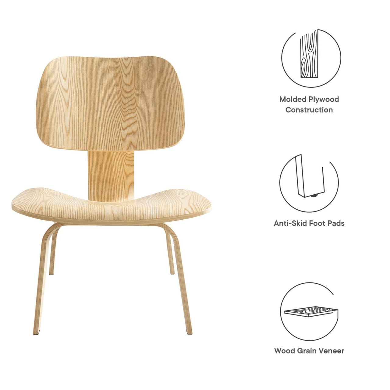 Mushroom Lounge Chair, Natural Wood