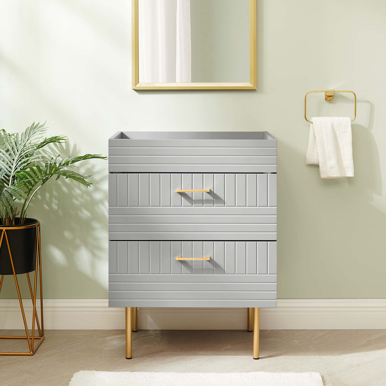 Dawnridge Vanity Base with Storage, Light Gray