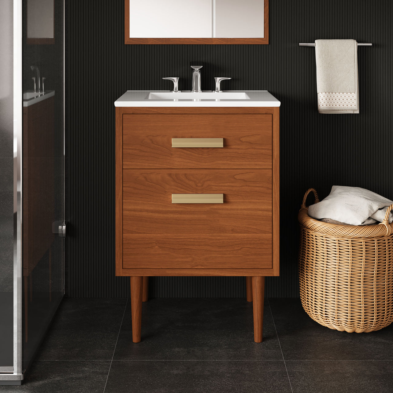 Caselle Vanity Unit, Small, Natural Wood & White