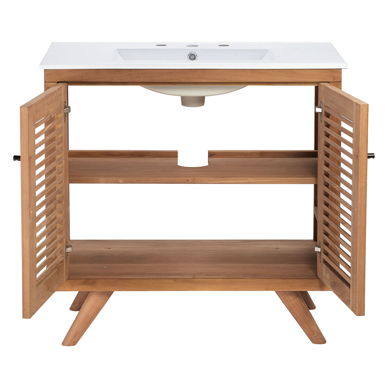 Nest Vanity Unit, Large, Natural Wood & White