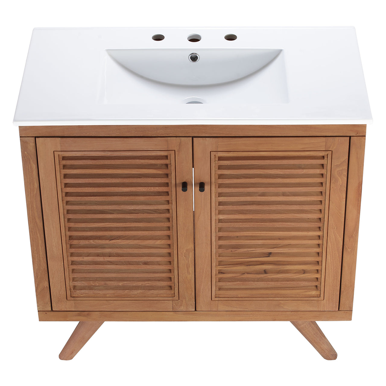 Nest Vanity Unit, Large, Natural Wood & White