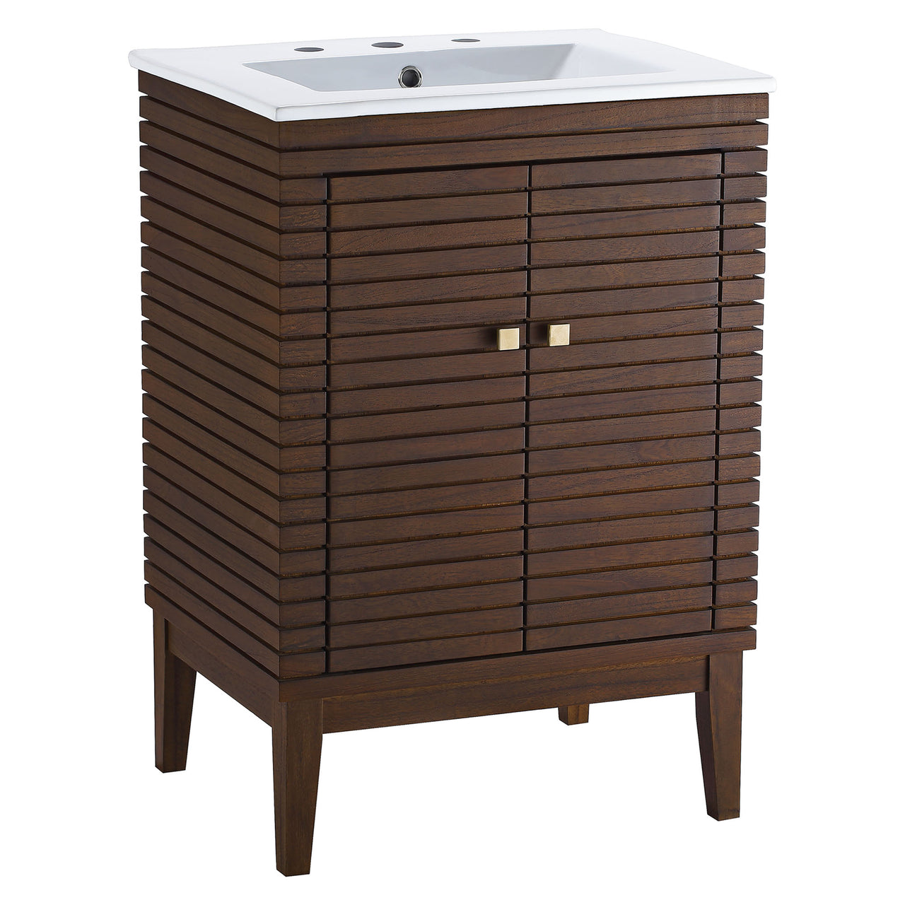Ridge Vanity Unit, Small, Walnut & White