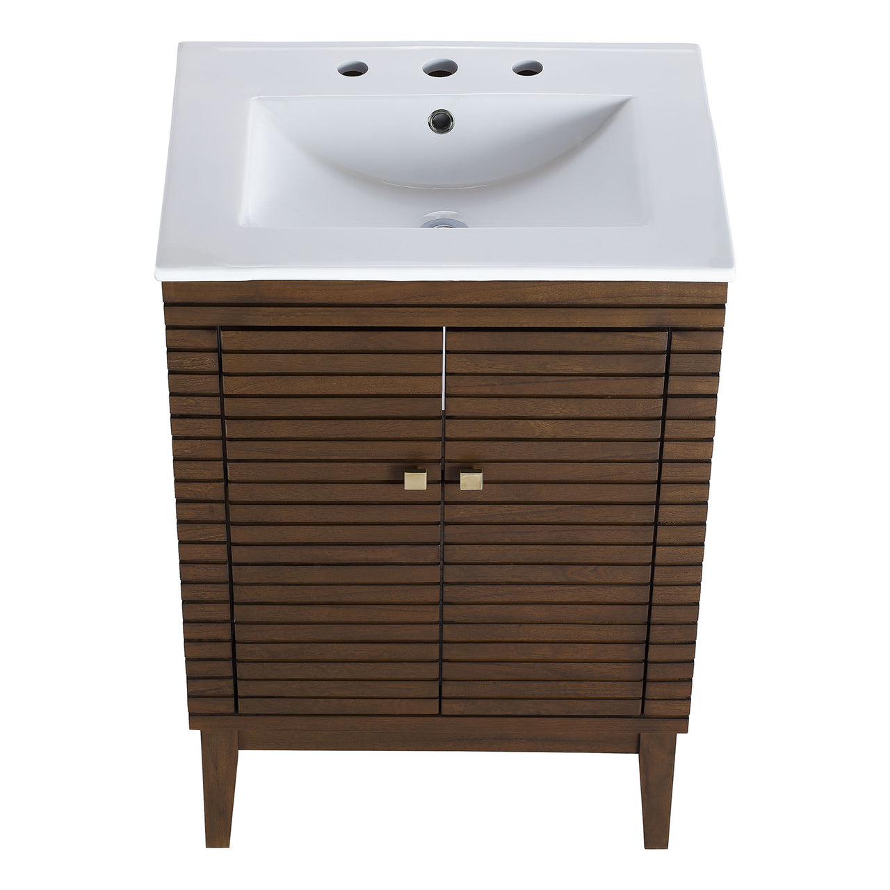 Ridge Vanity Unit, Small, Walnut & White