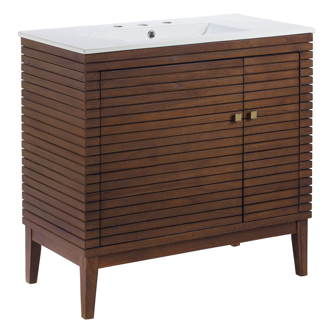 Ridge Vanity Unit, Large, Walnut & White