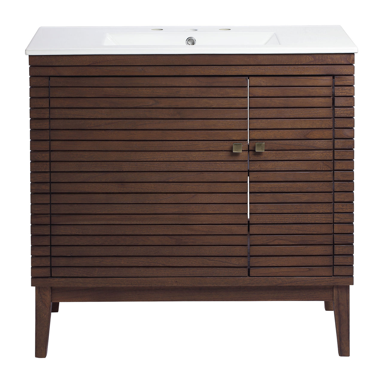 Ridge Vanity Unit, Large, Walnut & White
