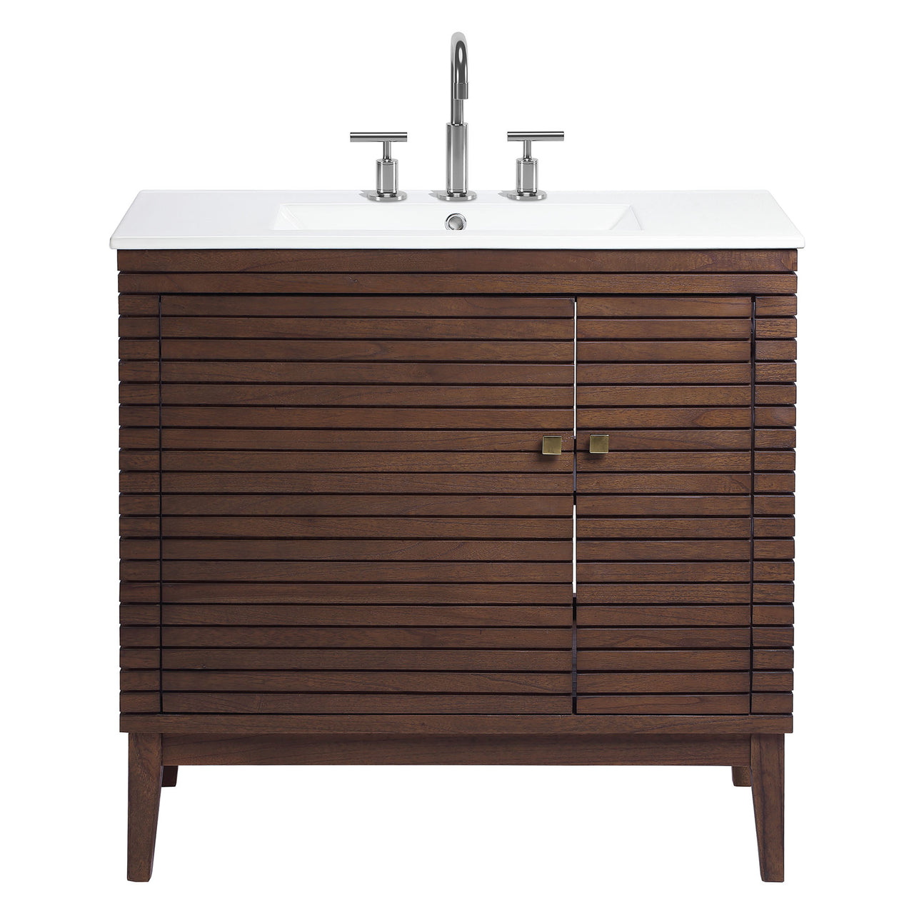 Ridge Vanity Unit, Large, Walnut & White