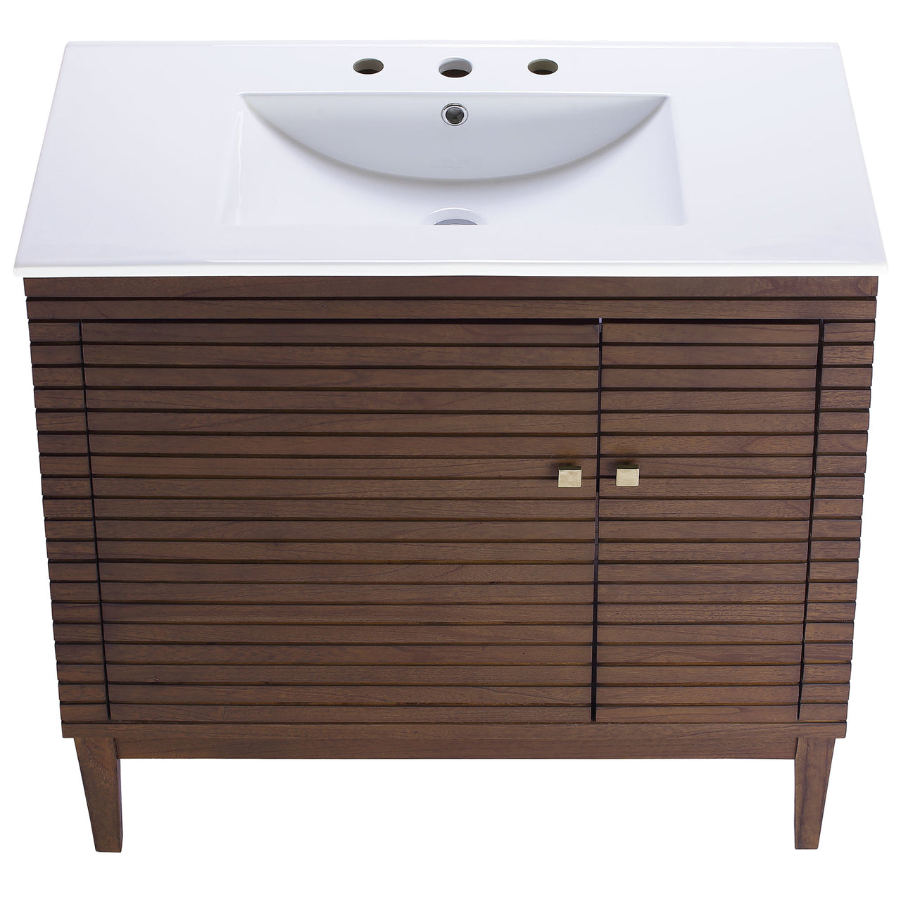 Ridge Vanity Unit, Large, Walnut & White