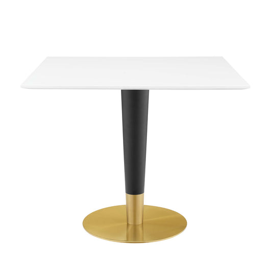 Aurelio Square Dining Table, Medium, Gold & White