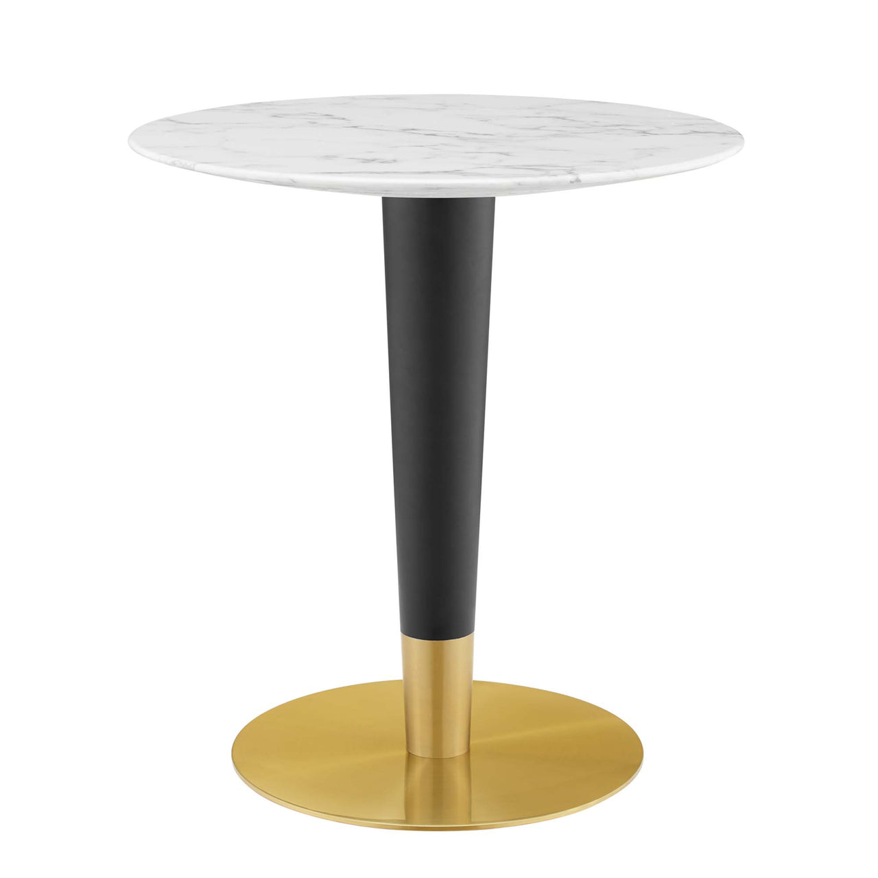 Aurelio Round Faux Marble Dining Table, Extra Small, Gold & White
