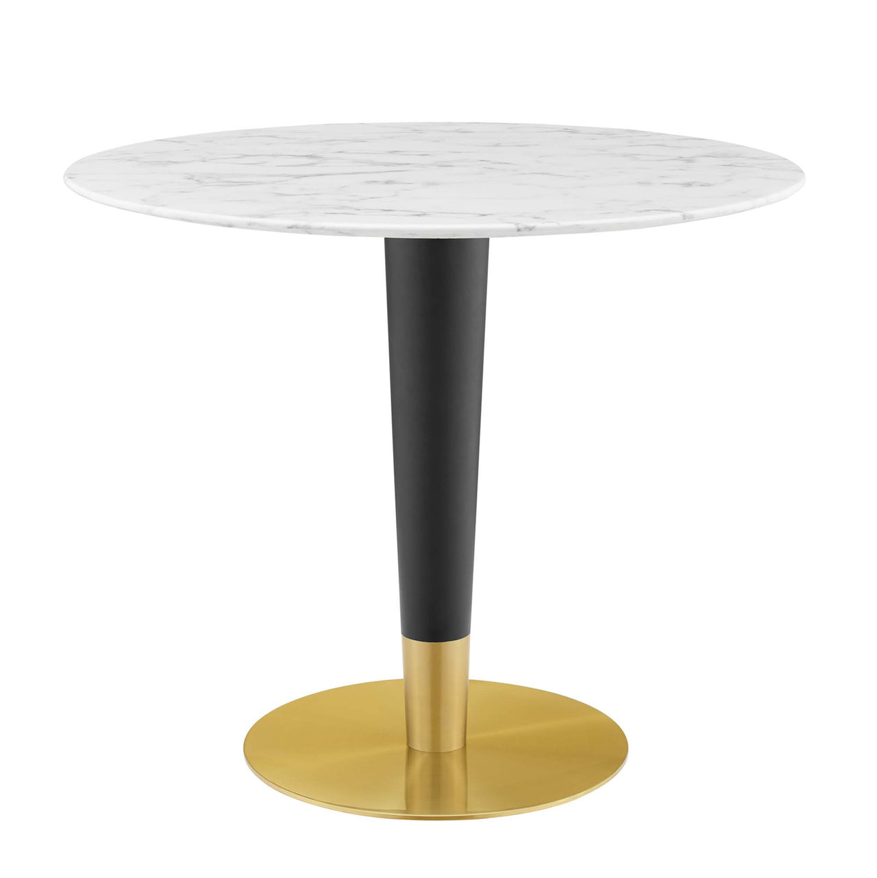 Aurelio Round Faux Marble Dining Table, Small, Gold & White