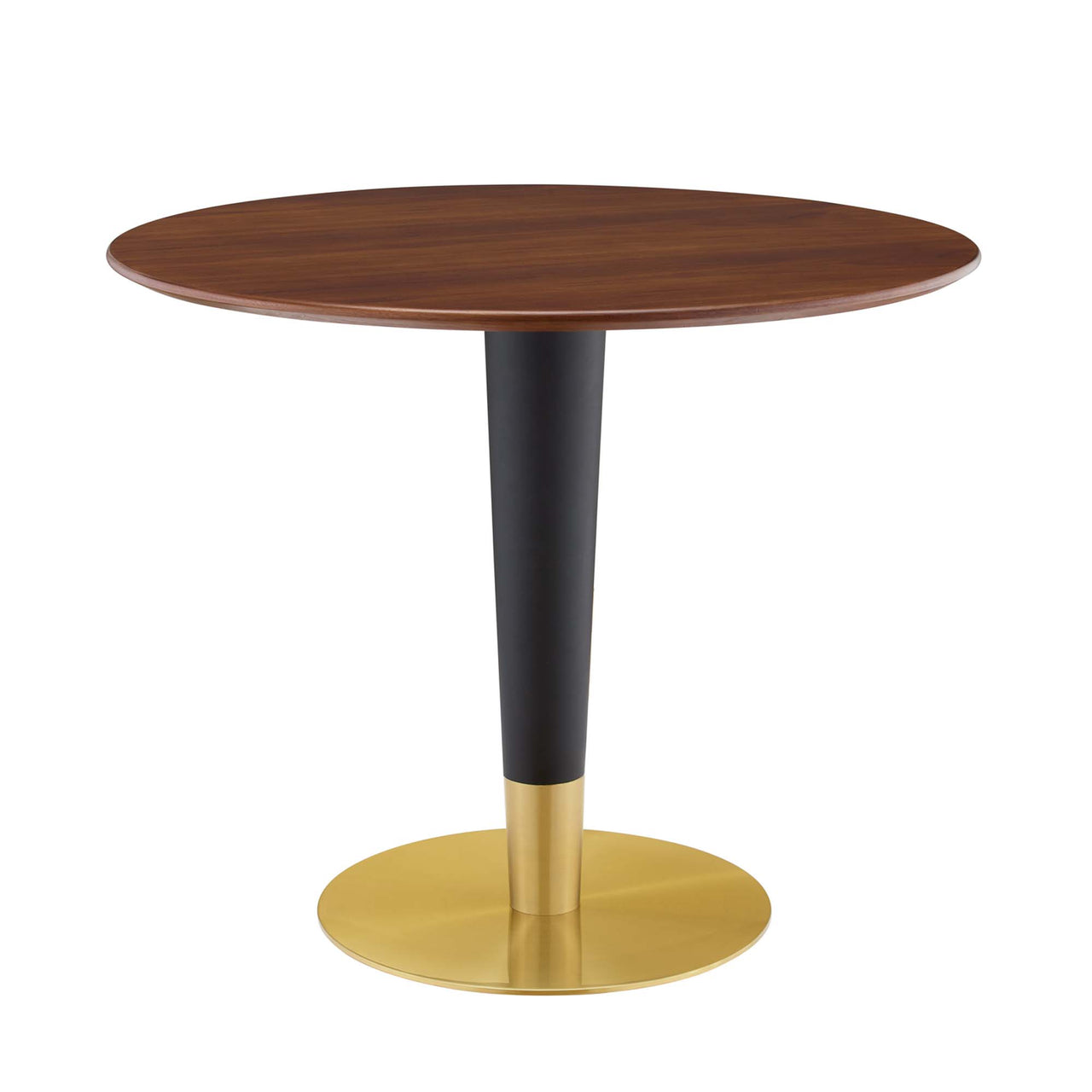 Aurelio Round Dining Table, Small, Gold & Walnut
