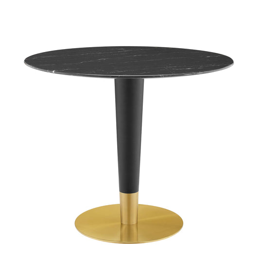 Aurelio Round Faux Marble Dining Table, Small, Gold & Black