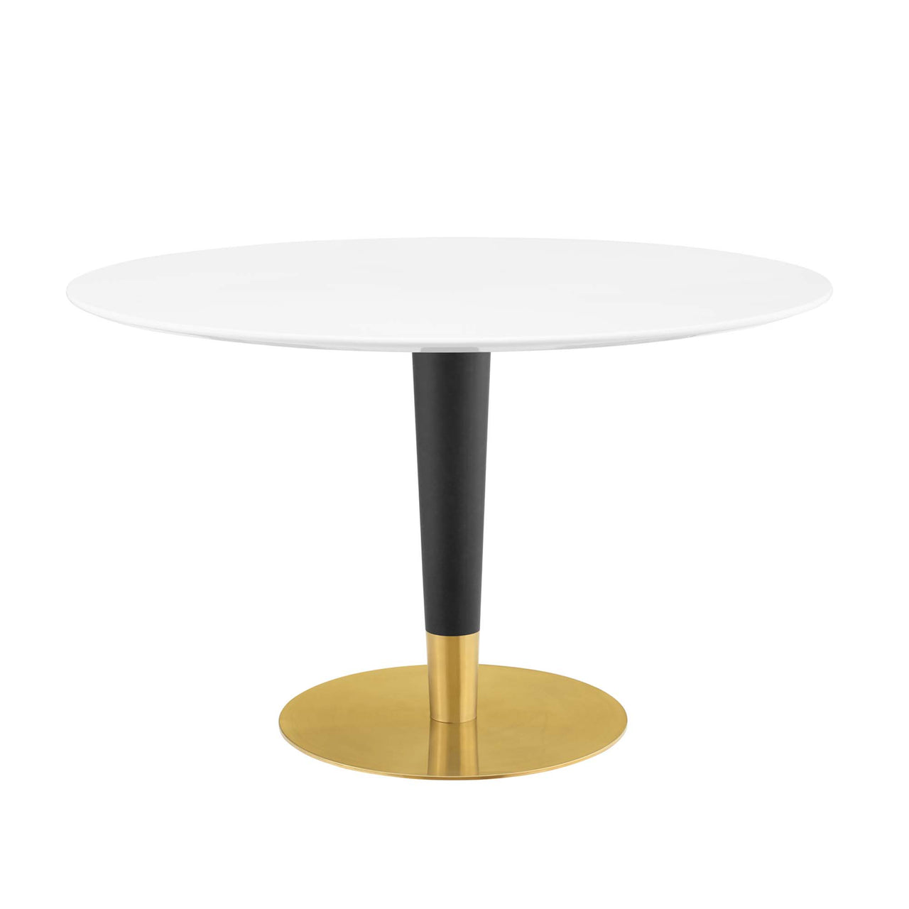 Aurelio Round Dining Table, Large, Gold & White