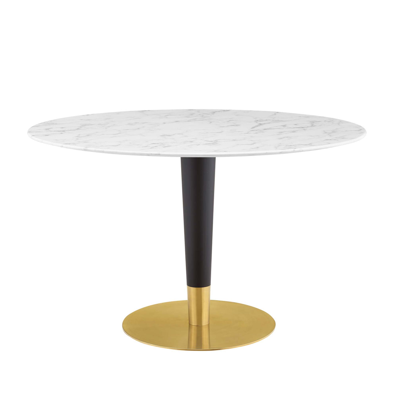 Aurelio Round Faux Marble Dining Table, Large, Gold & White
