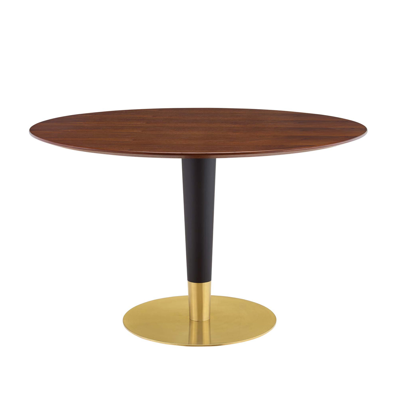 Aurelio Round Dining Table, Large, Gold & Walnut