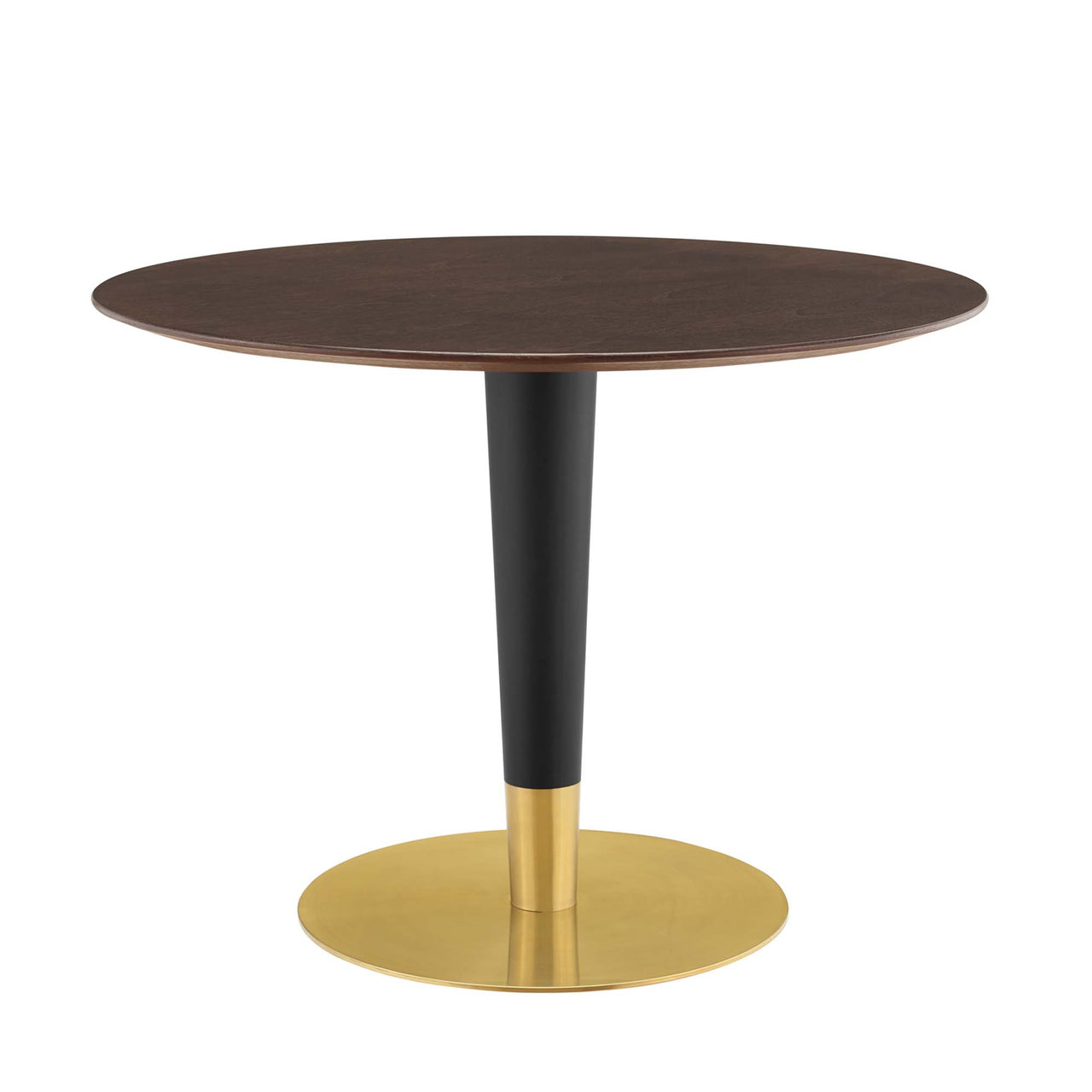 Aurelio Round Dining Table, Medium, Gold & Cherry Walnut