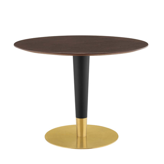 Aurelio Round Dining Table, Medium, Gold & Cherry Walnut