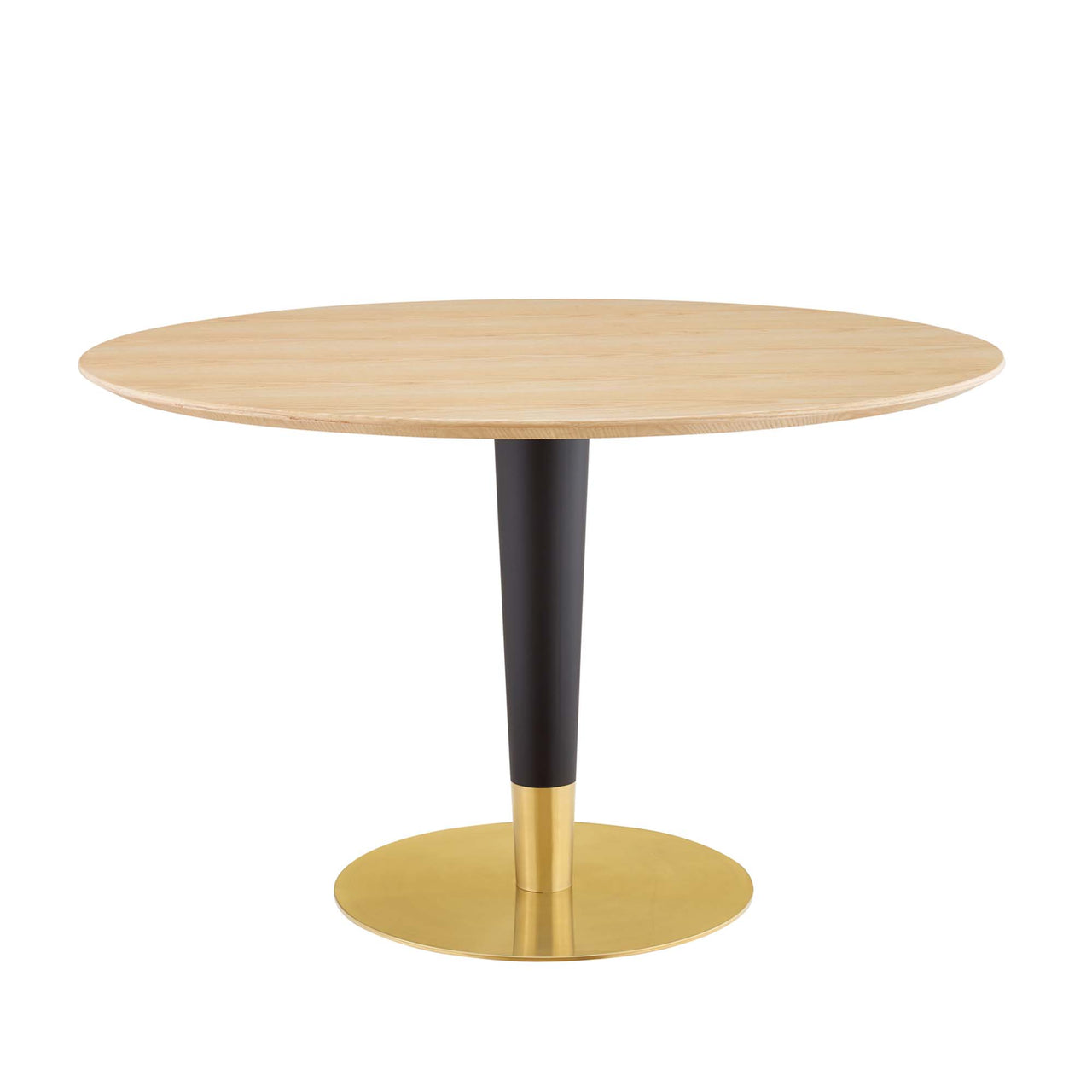 Aurelio Round Dining Table, Large, Gold & Natural Wood