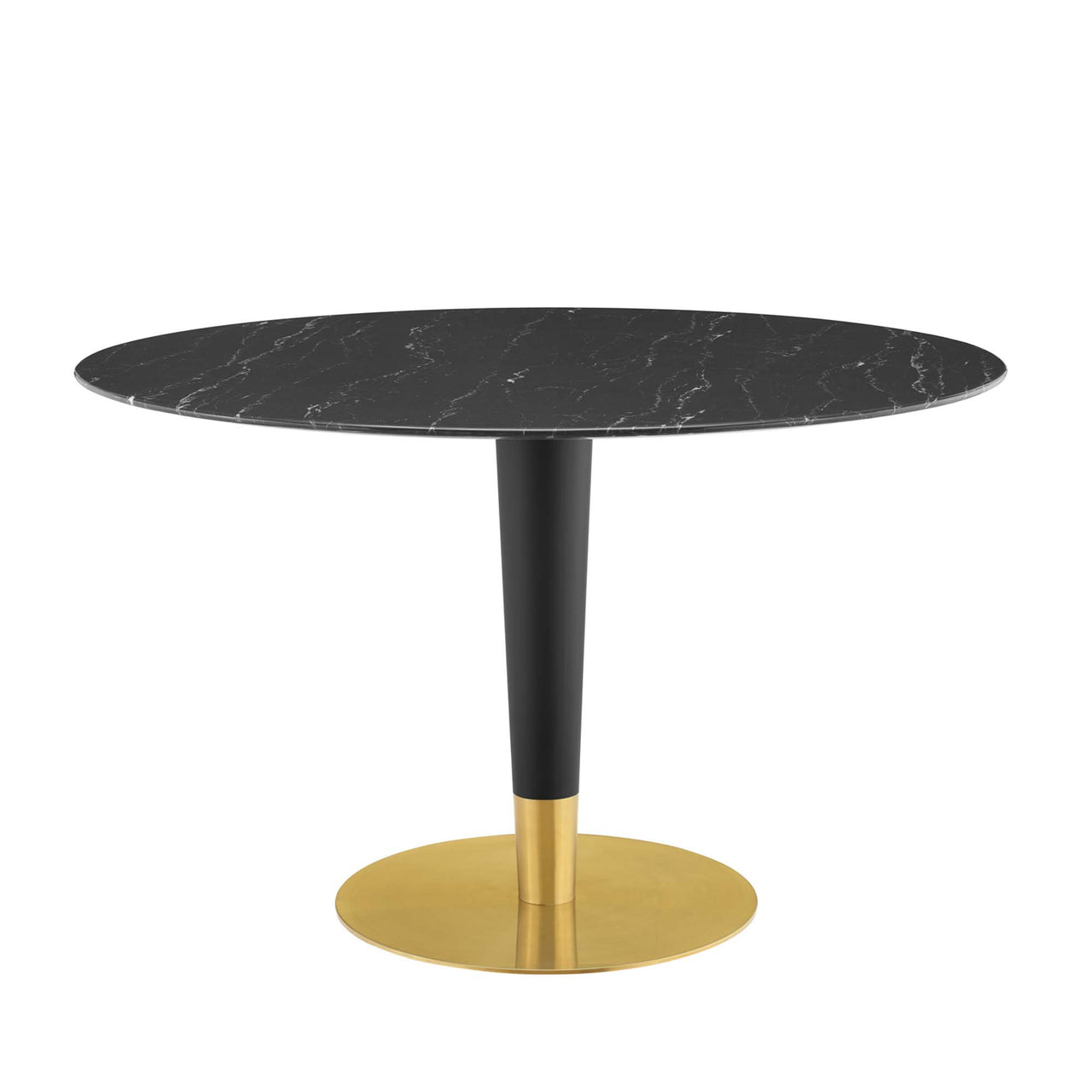 Aurelio Round Faux Marble Dining Table, Large, Gold & Black