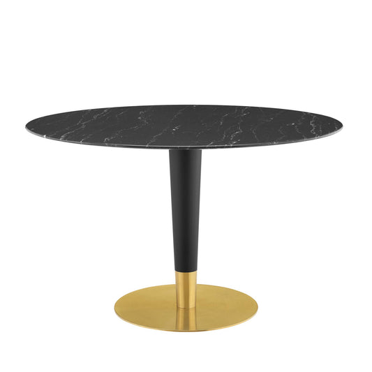 Aurelio Round Faux Marble Dining Table, Large, Gold & Black