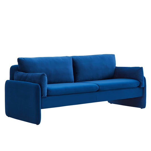 Levitate Upholstered Velvet Sofa, Navy