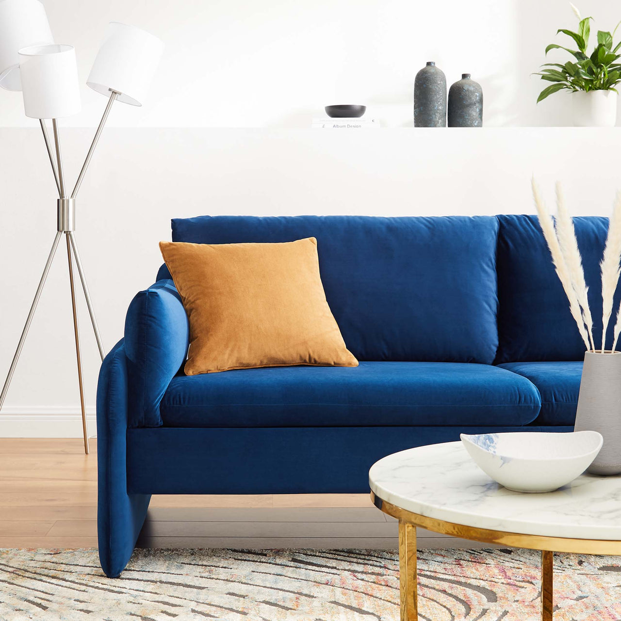 Levitate Upholstered Velvet Sofa, Navy