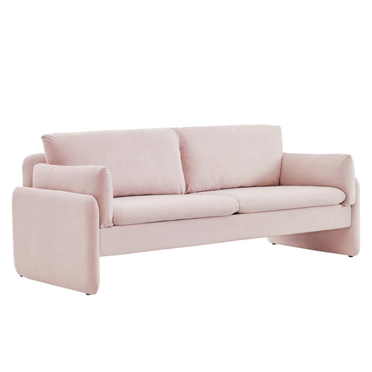 Levitate Upholstered Velvet Sofa, Pink