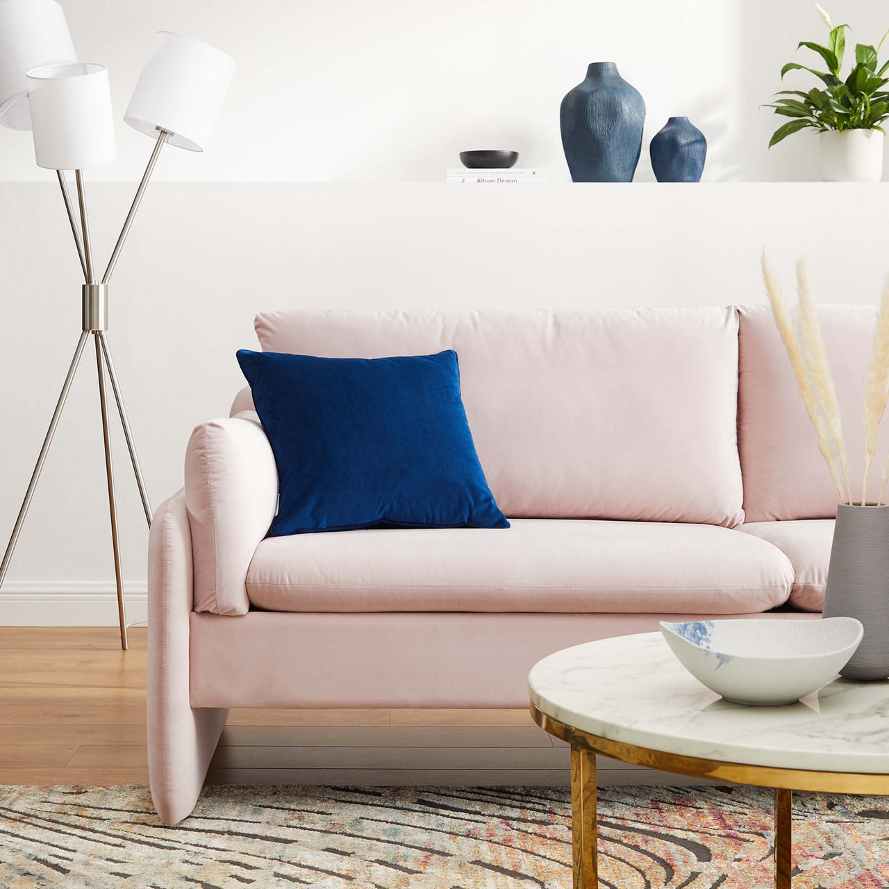 Levitate Upholstered Velvet Sofa, Pink
