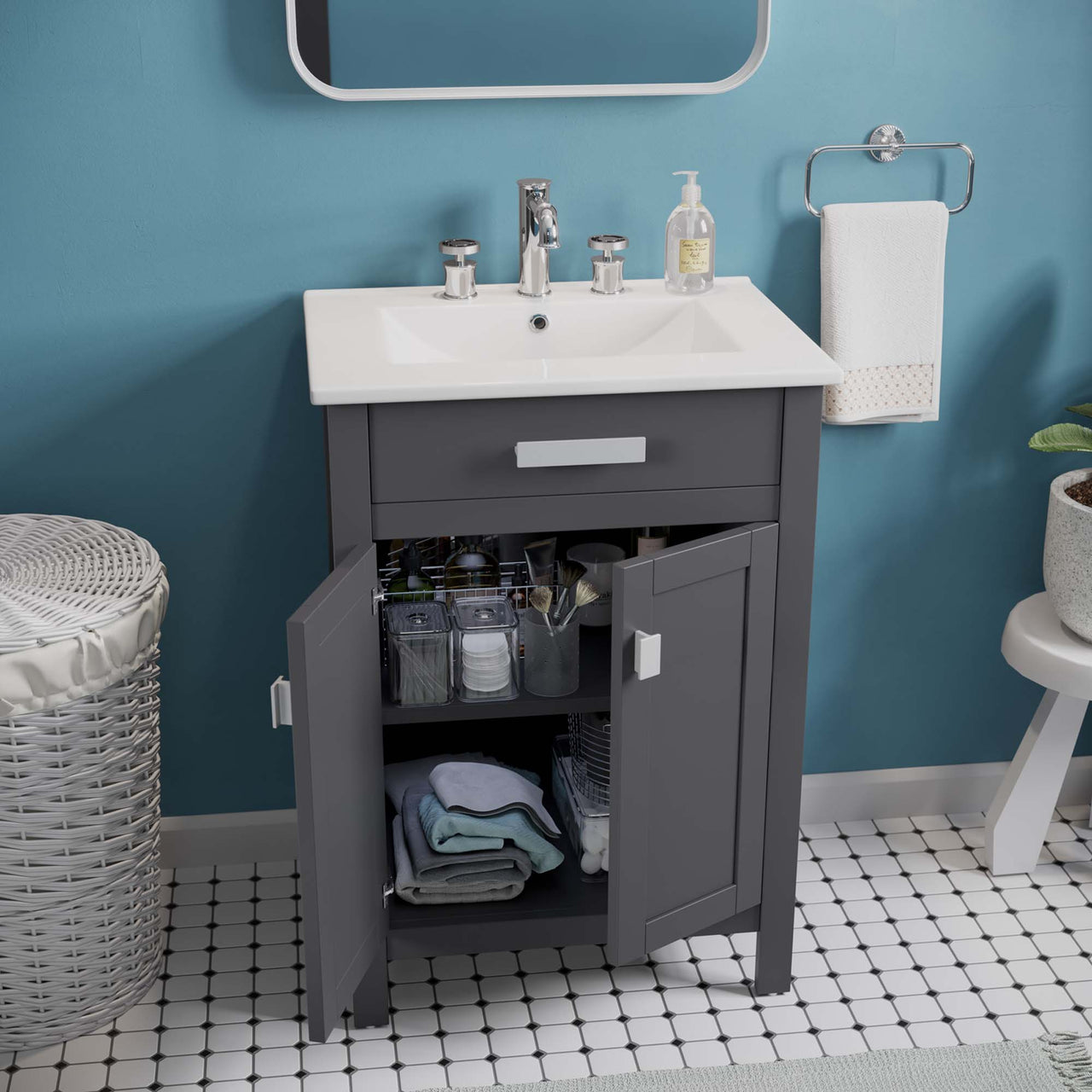 Emereth Vanity Unit, Small, Gray & White