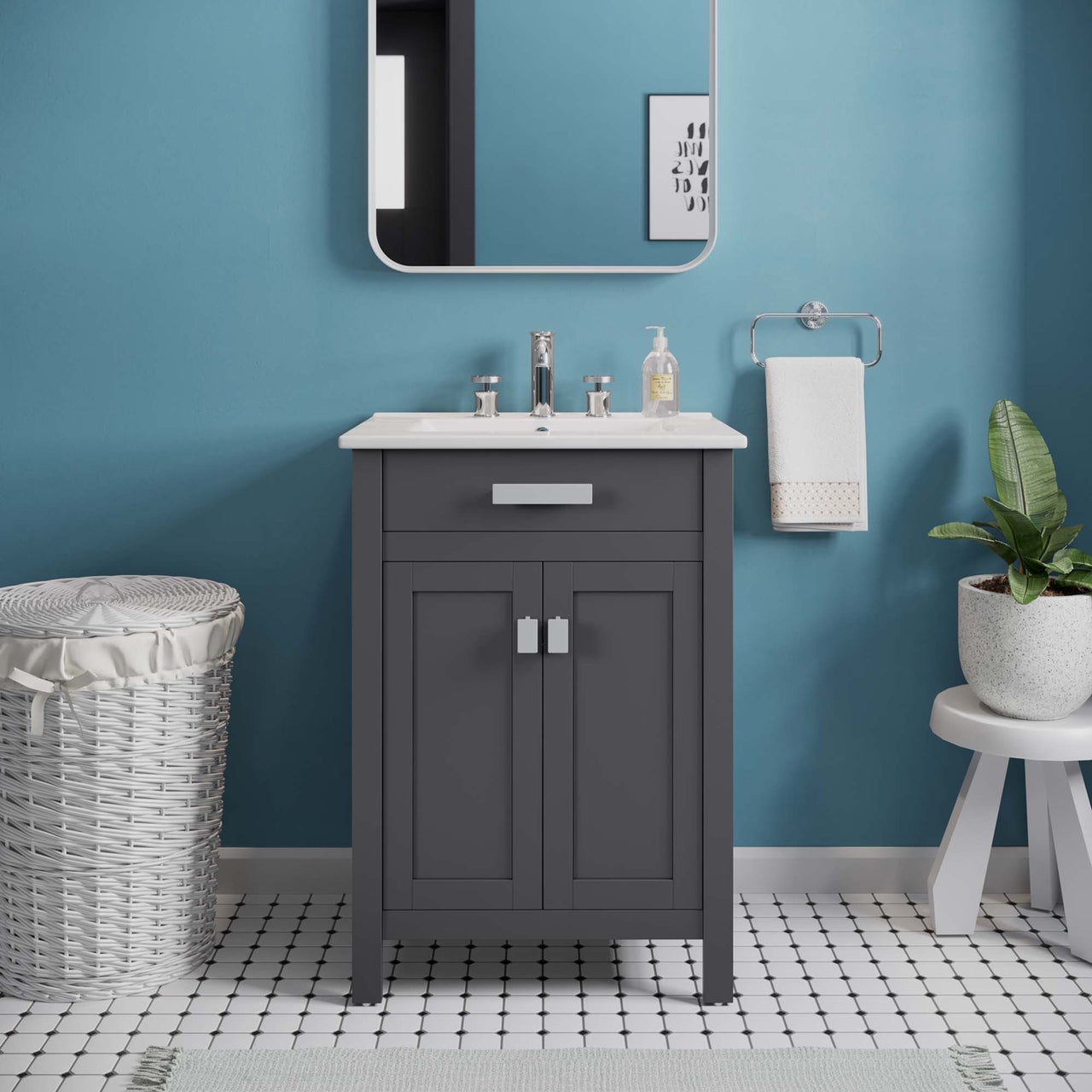 Emereth Vanity Unit, Small, Gray & White