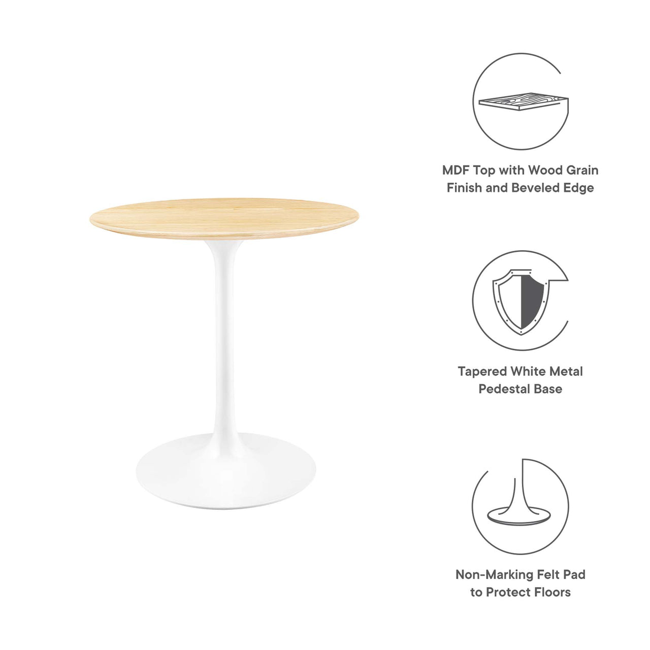 Ensemble Round Dining Table, Extra Small, White & Natural Wood
