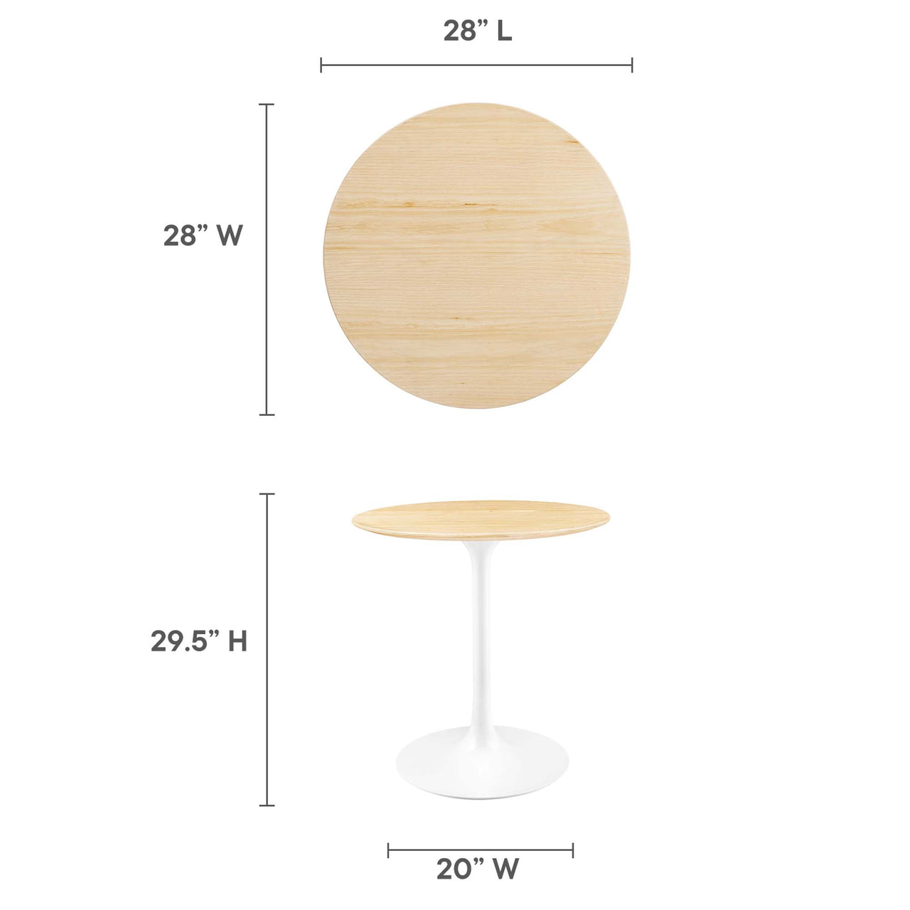 Ensemble Round Dining Table, Extra Small, White & Natural Wood