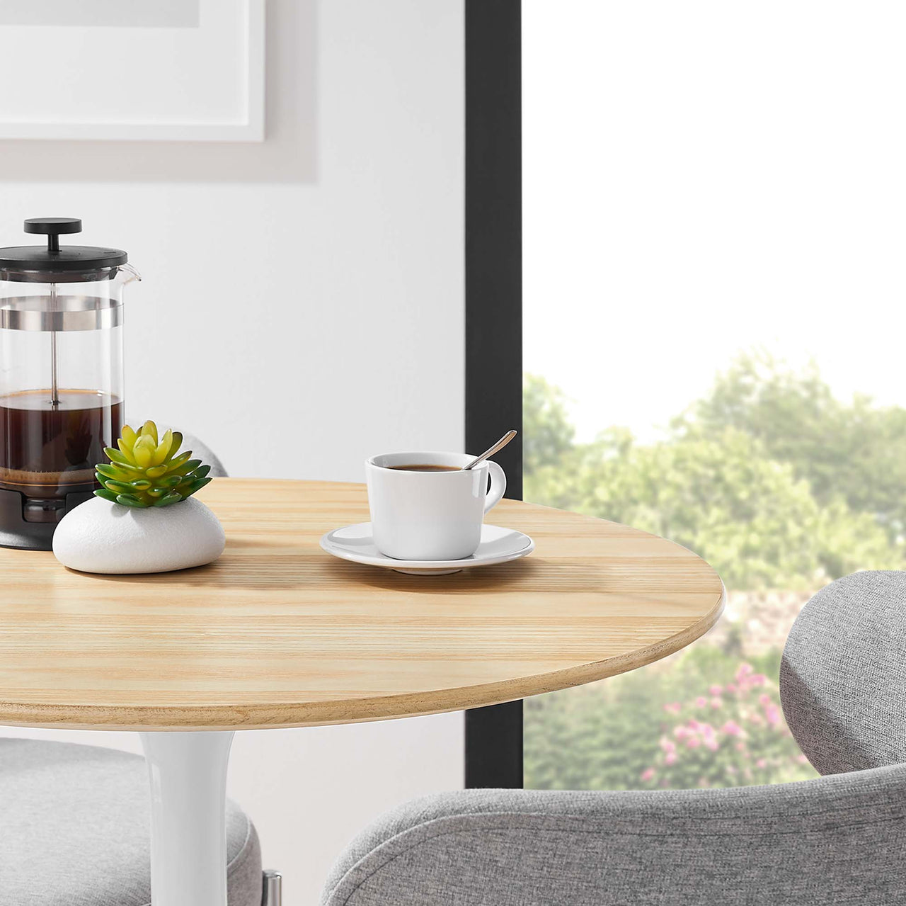 Ensemble Round Dining Table, Extra Small, White & Natural Wood