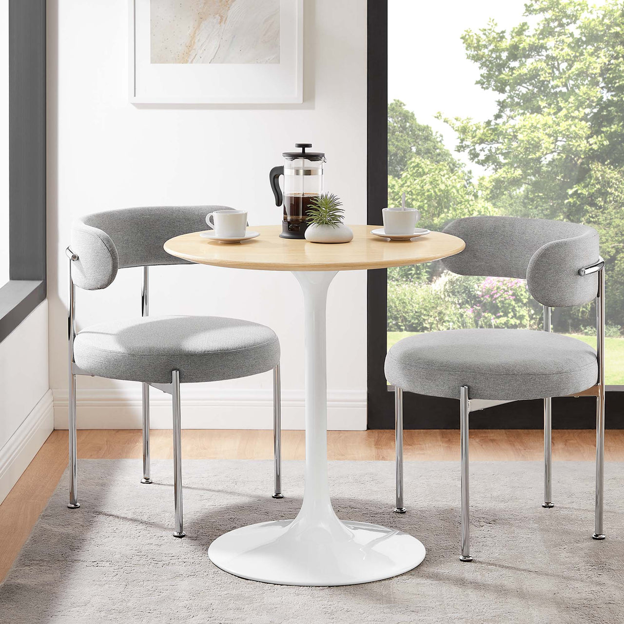 Ensemble Round Dining Table, Extra Small, White & Natural Wood