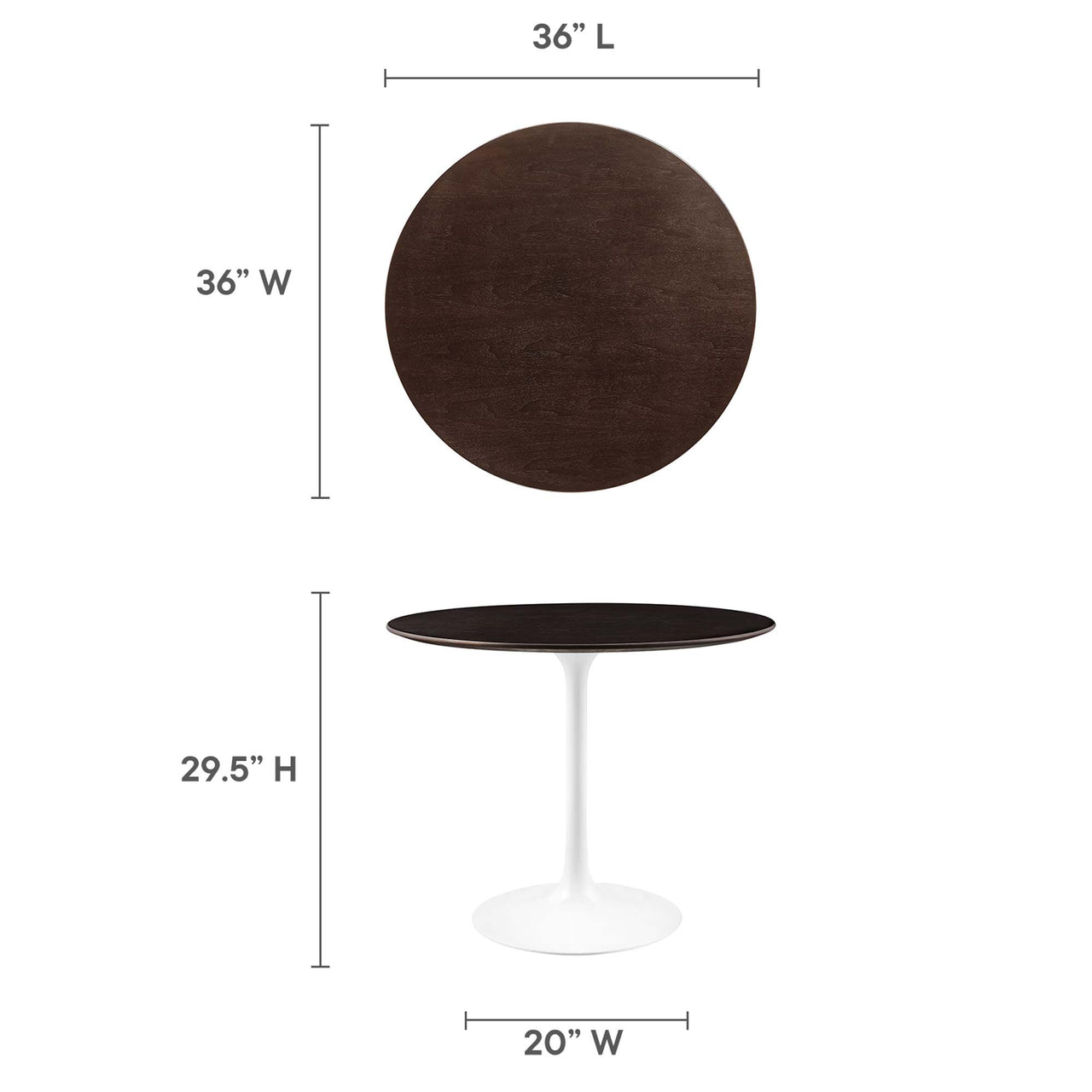 Ensemble Round Dining Table, Small, White & Cherry Walnut