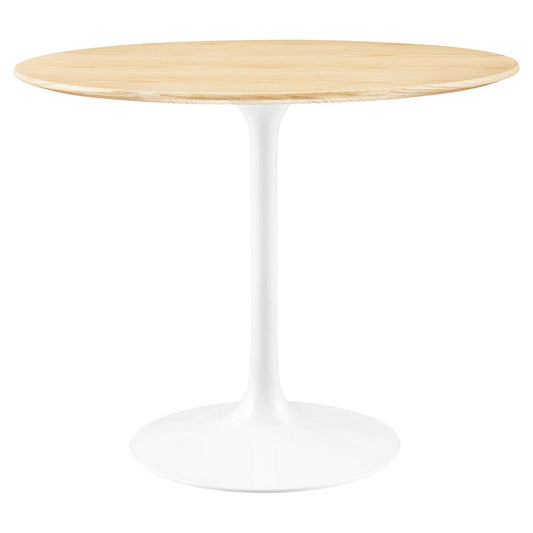 Ensemble Round Dining Table, Small, White & Natural Wood