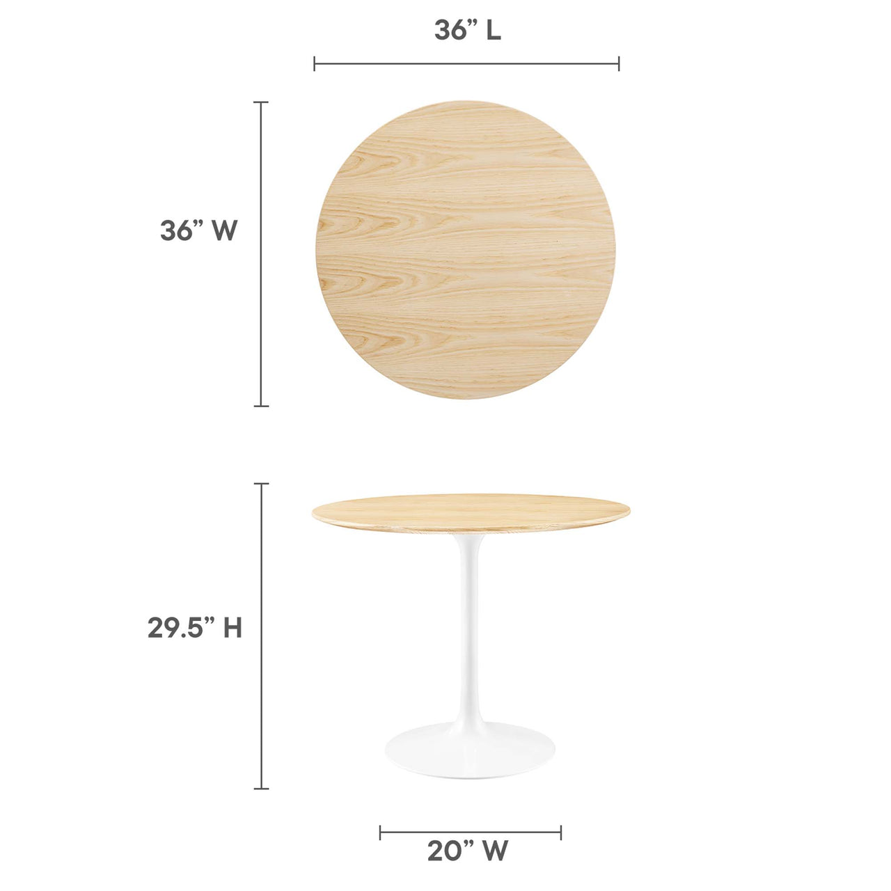 Ensemble Round Dining Table, Small, White & Natural Wood