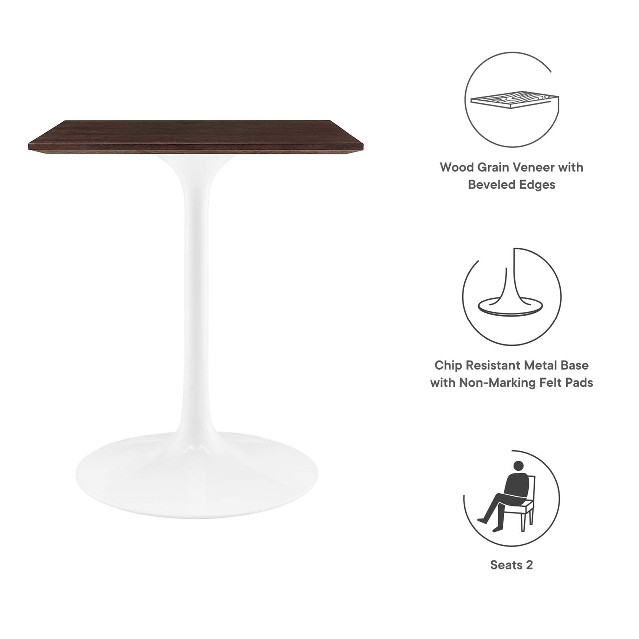 Ensemble Square Dining Table, Extra Small, White & Cherry Walnut