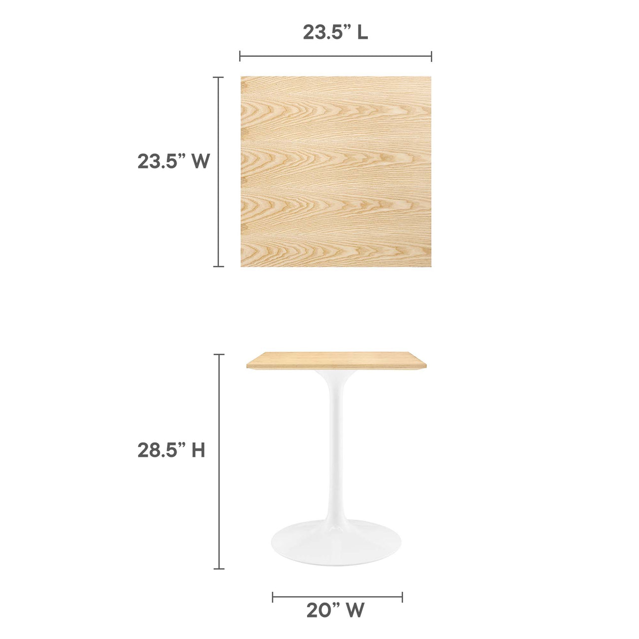 Ensemble Square Dining Table, Extra Small, White & Natural Wood